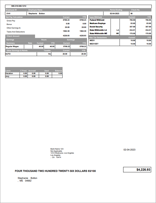 Sample check format