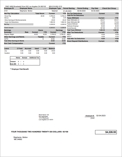 Sample check format