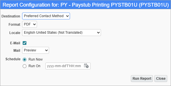 Screenshot of Report Config pop-up.
