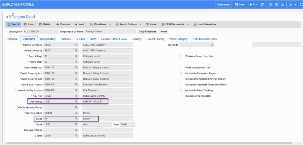 Screenshot of Employee Import screen.