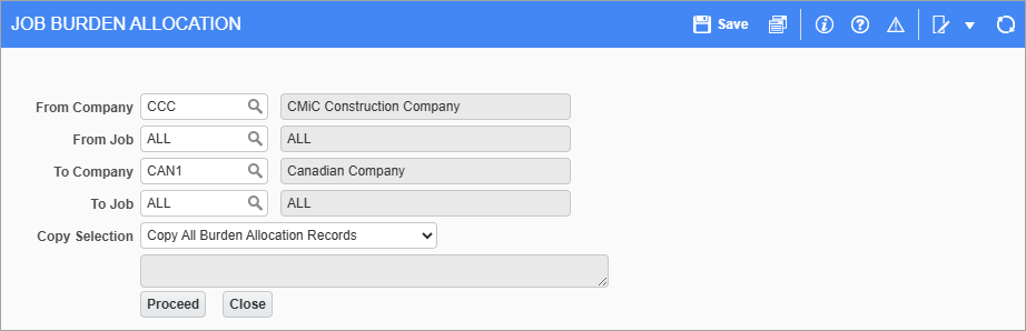 Screenshot of Job Burden Allocatio pop-up.