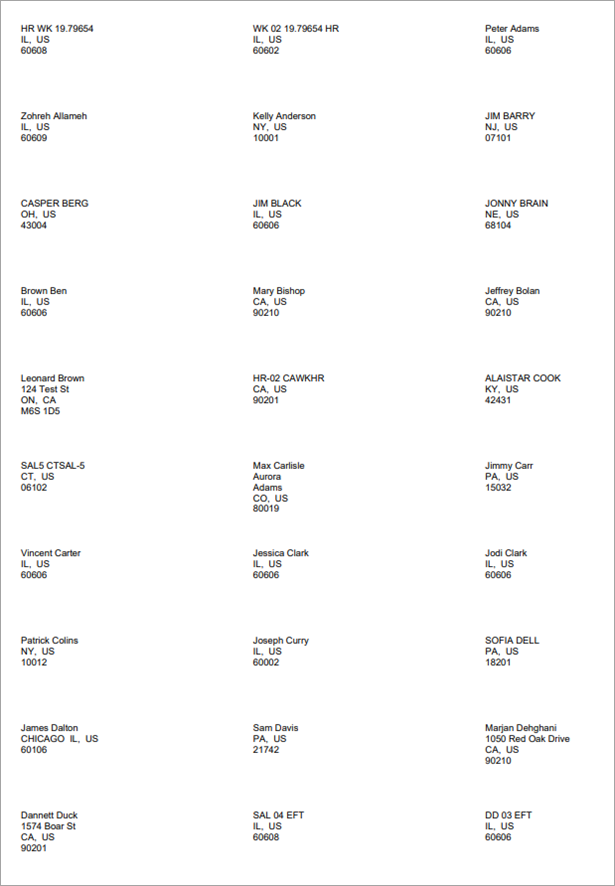 Image of sample Mailing Labels