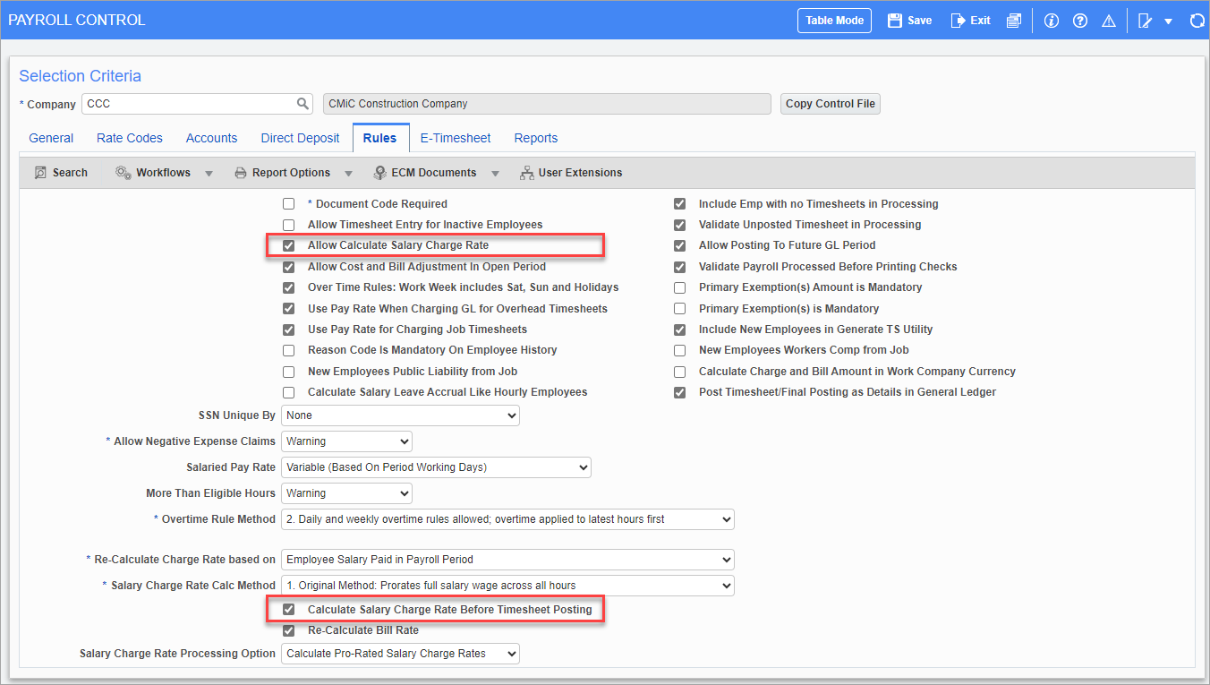 Screenshot of Rules tab
