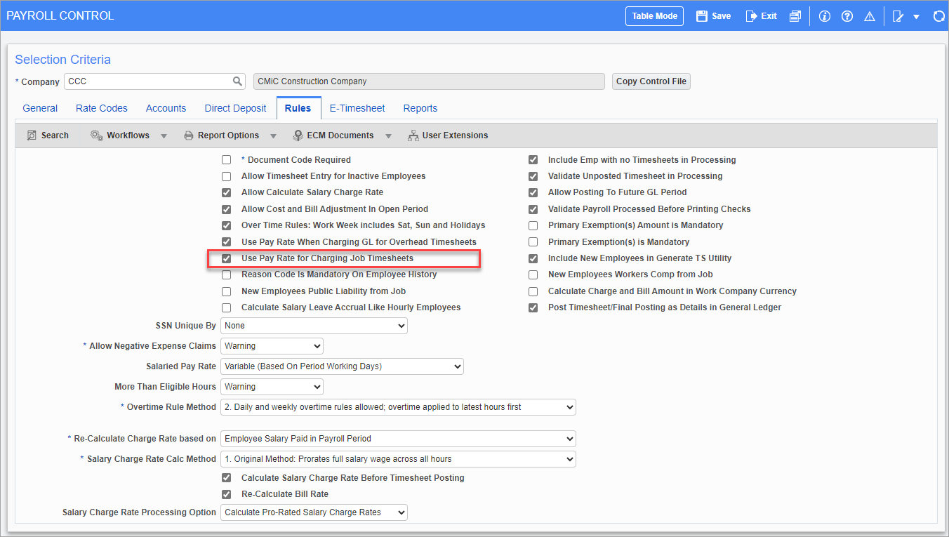 Screenshot of Rules Tab