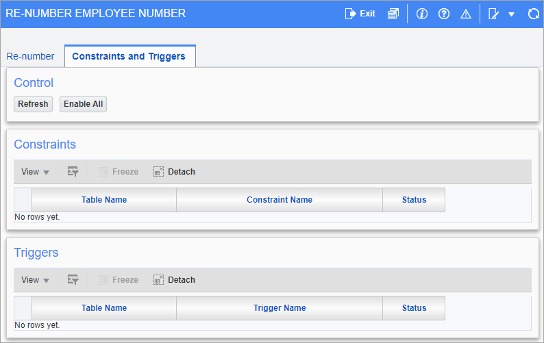 Screenshot of Constraints and Triggers tab