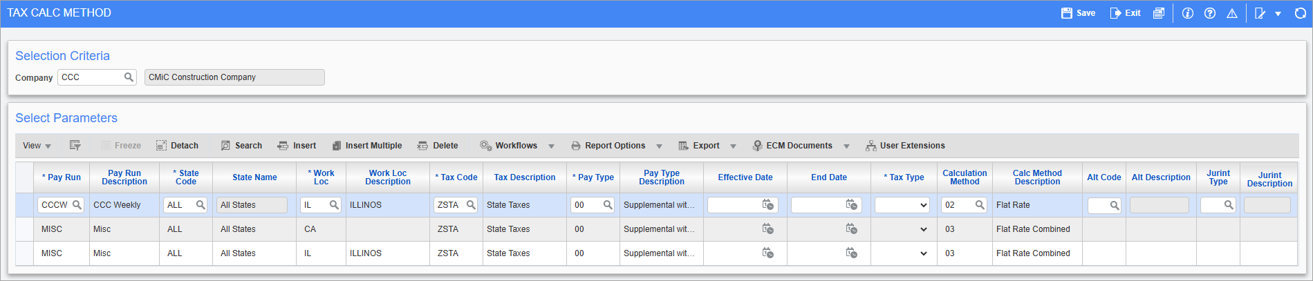 Screenshot of Tax Calculation Method.