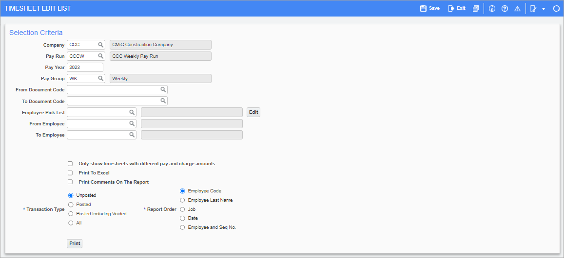 Screenshot of Timesheet Adjustment Edit List