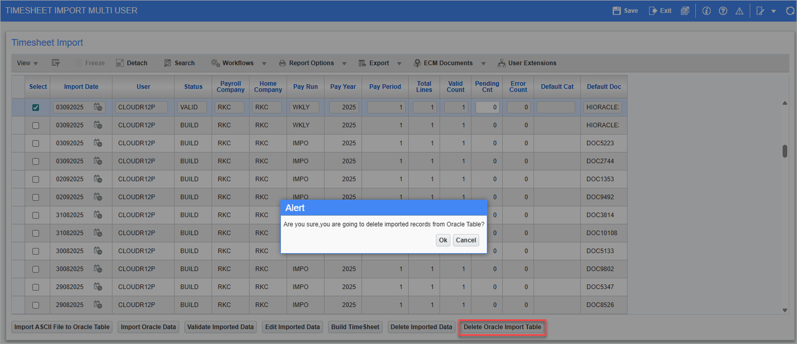 Screenshot of Timesheet Import Multi User.