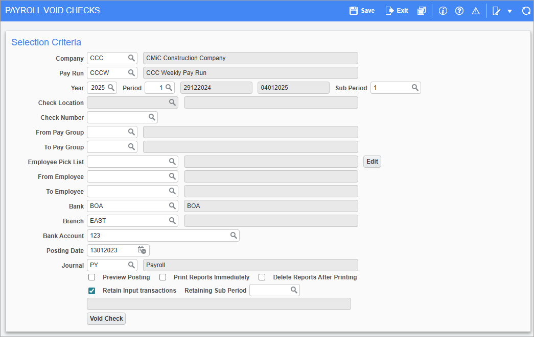Screenshot of Void Checks.