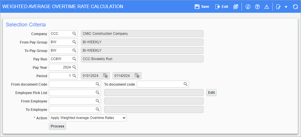 Screenshot of Weighted Average Overtime Rate Calculation