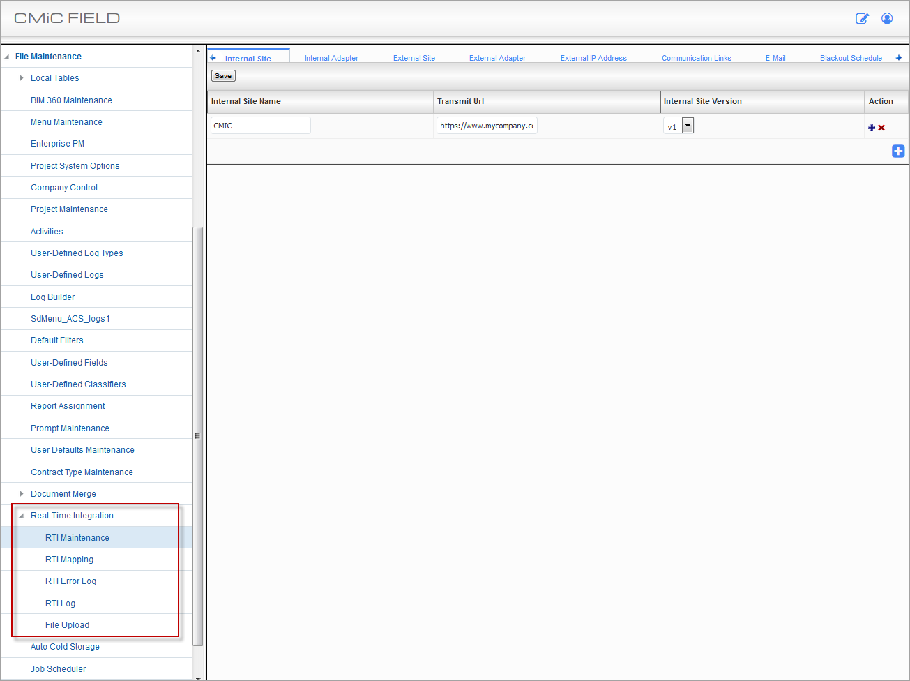 Real-Time Integration - Configuration of CMiC RTI