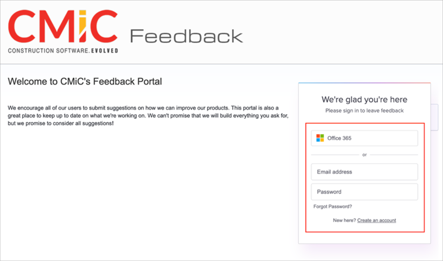 Screenshot of the Sign In section