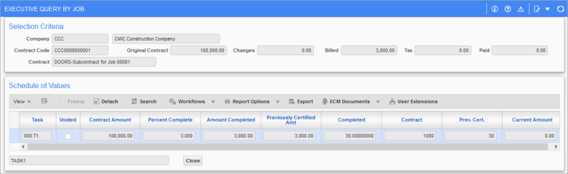 Job Contract Query Executive Query by Job