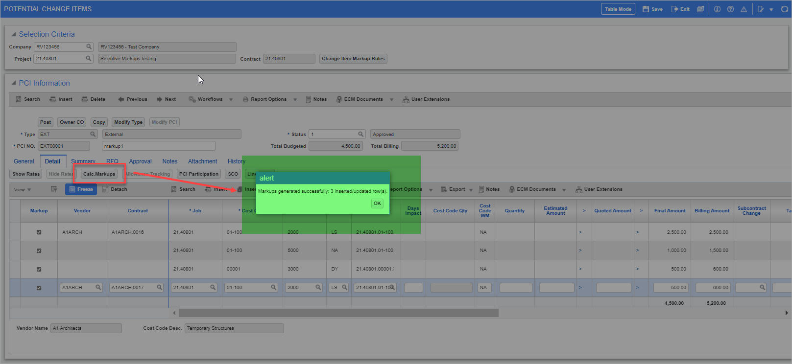 Using Selective Markups for PCIs