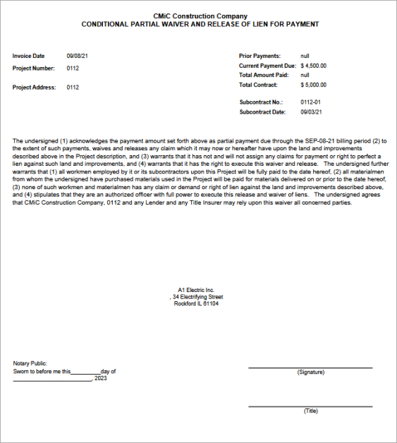 Subcontract Management Standalone Conditional Partial and Final Waiver Subcontract Management Standalone Conditional Partial and Final Waiver