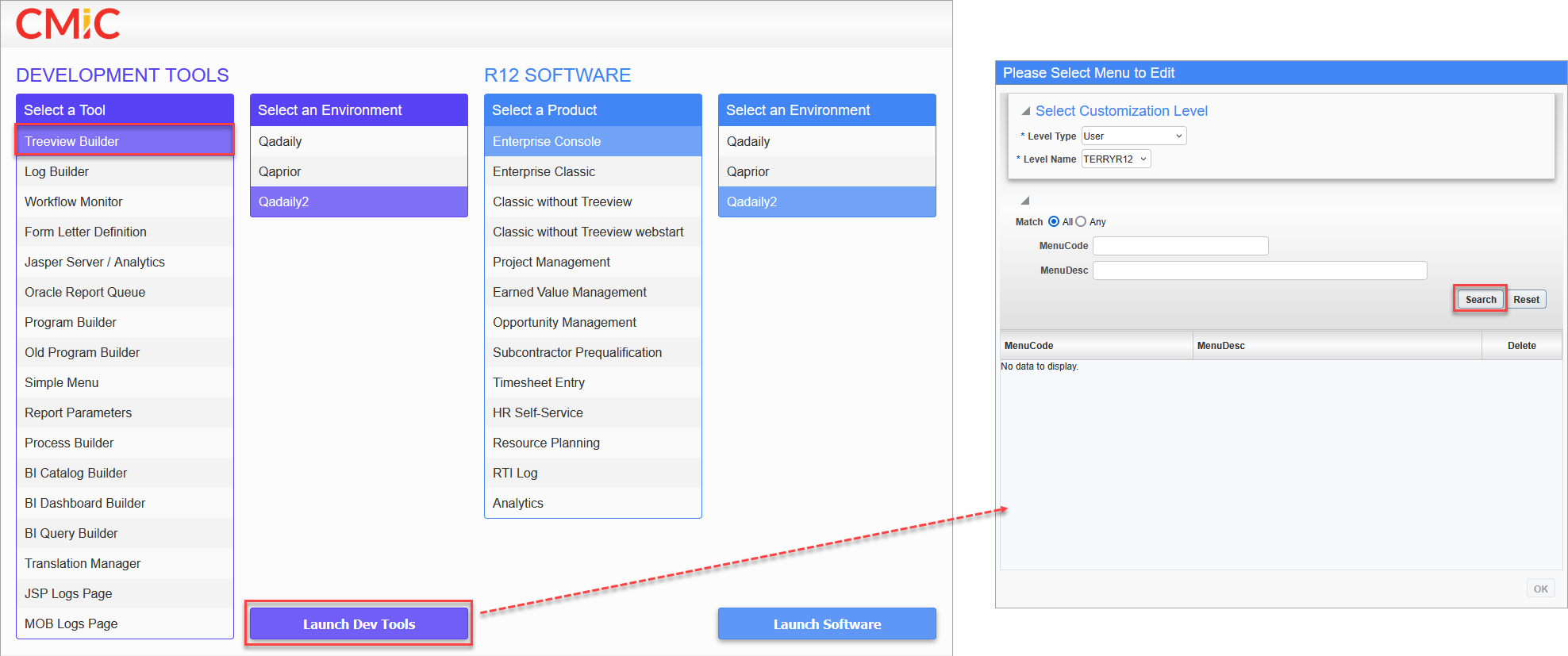 Sample of launching the Treeview Builder