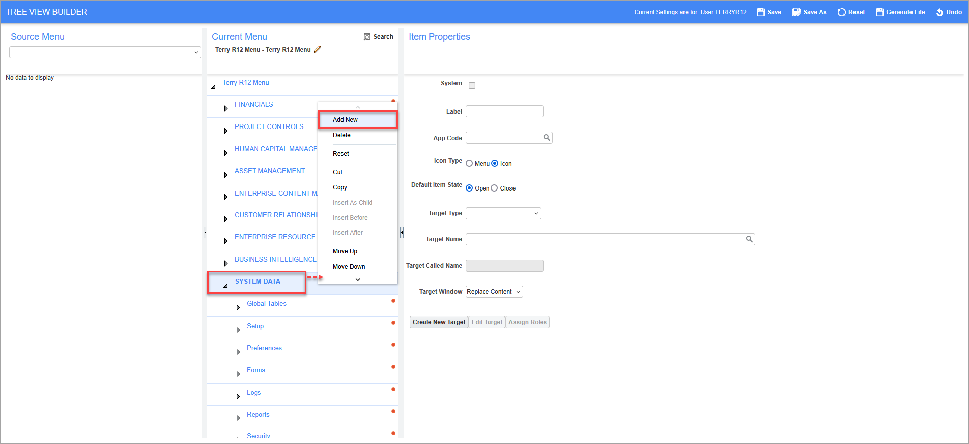 Sample of adding a new menu item
