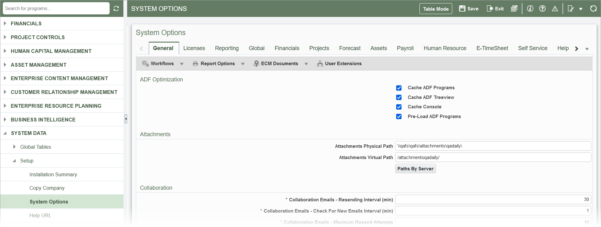 Sample of the console using a green color theme.