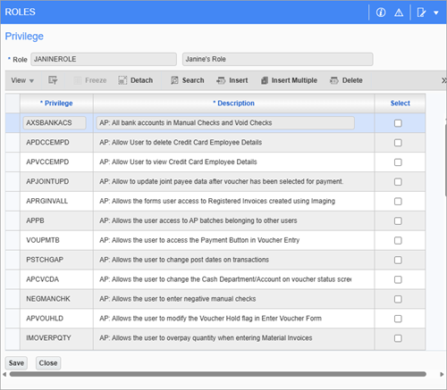 Screenshot of Privilege pop-up.