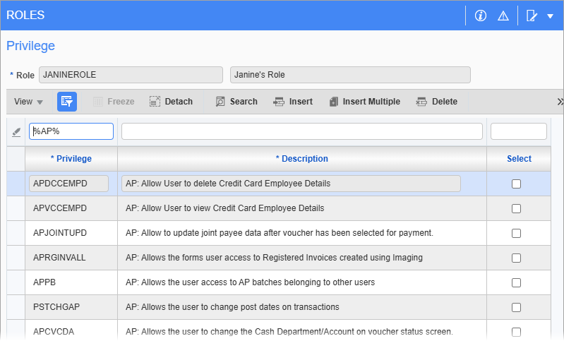 Screenshot of Privilege pop-up.