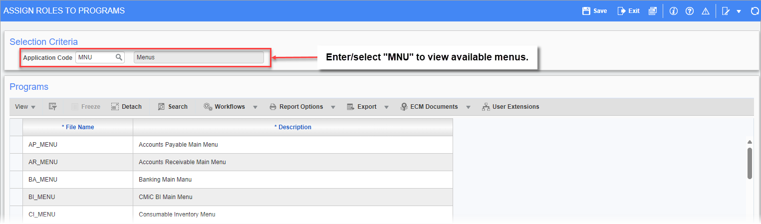 Screenshot of Assign Roles to Programs