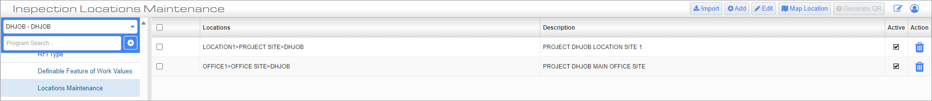 System Data - Adding a Project Location Code to a Screen