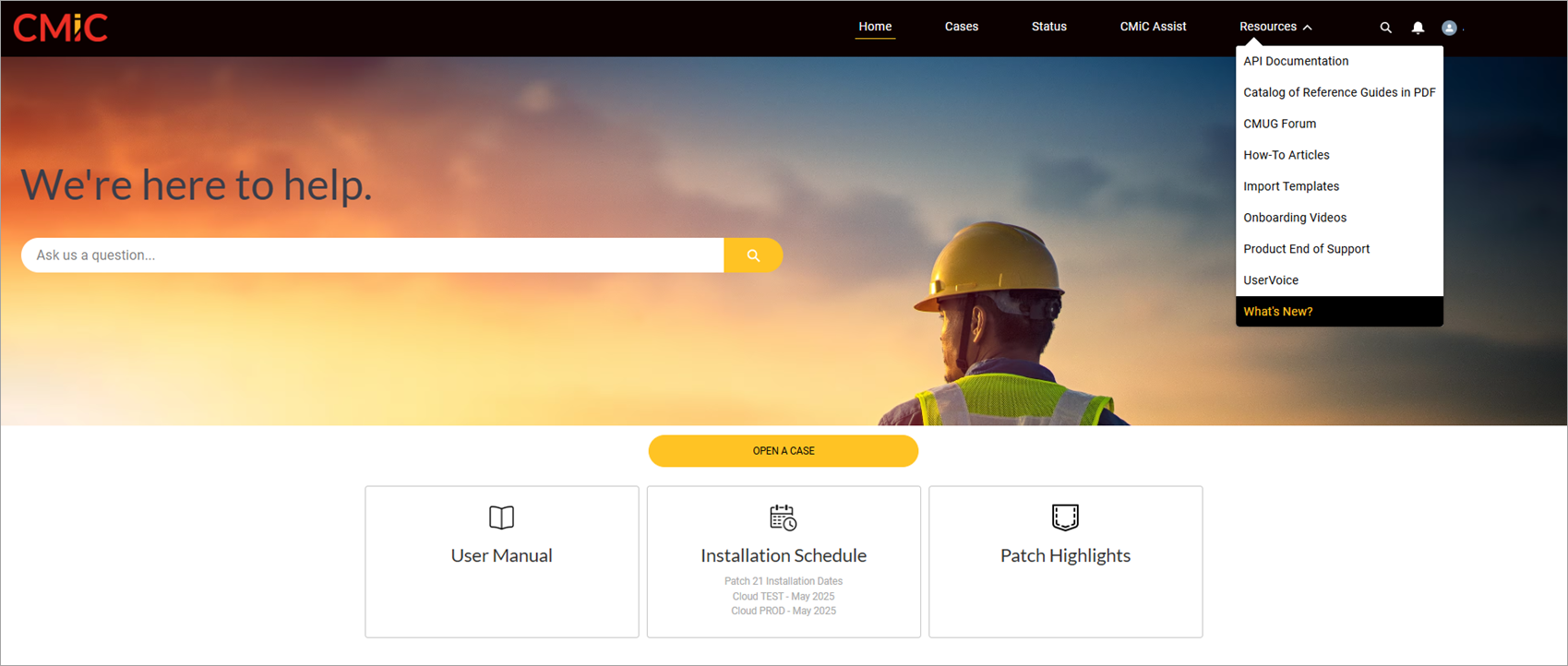 Screenshot of the Home Page after logging in