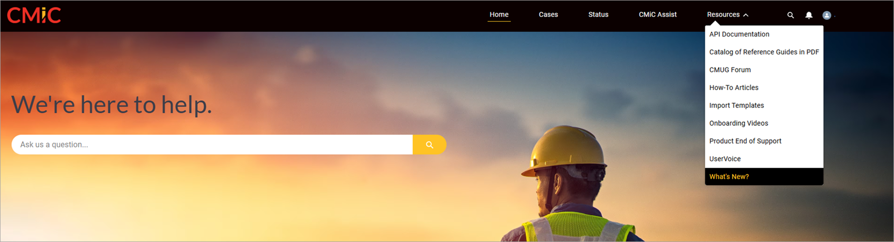 Screenshot of the Resources menu option