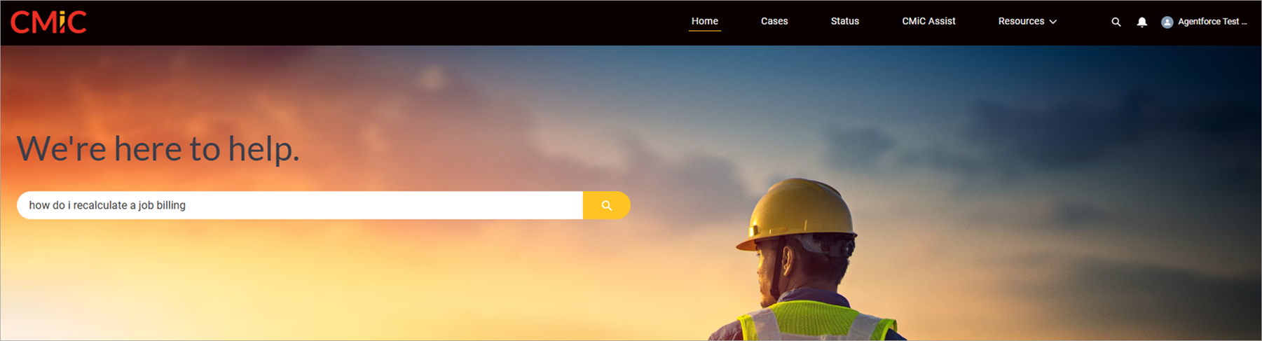Screenshot of entering a question in the Search field
