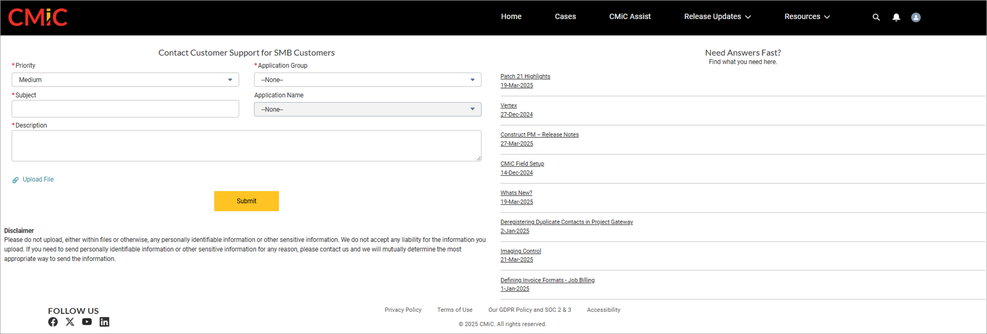 Screenshot of entering a case