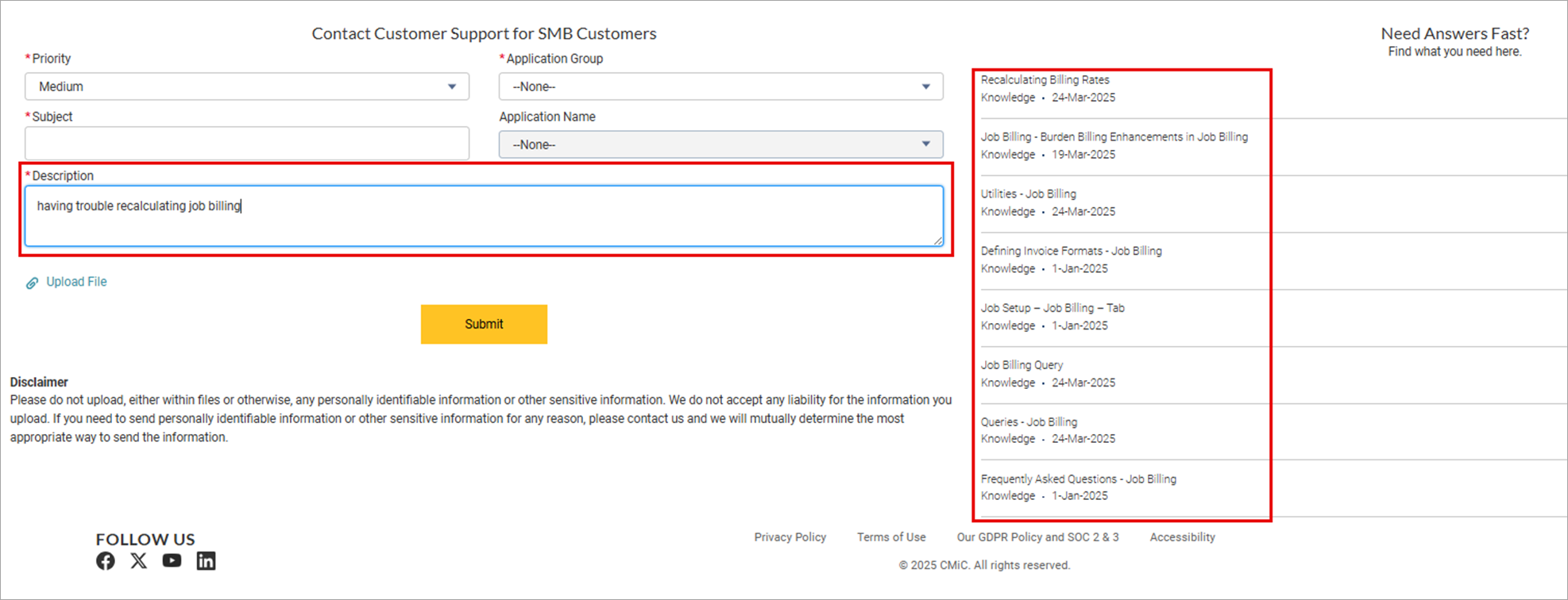 Screenshot of recommended articles suggested by AI