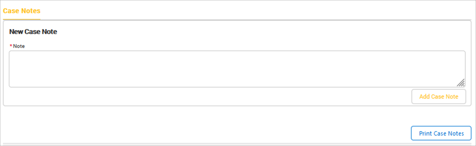 Screenshot of Case Notes