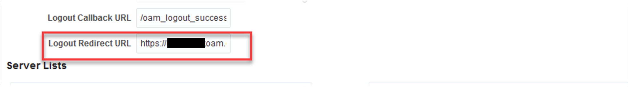 Logout Redirect URL field