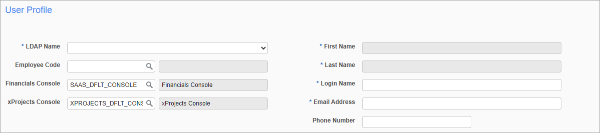Screenshot of User Profile section.