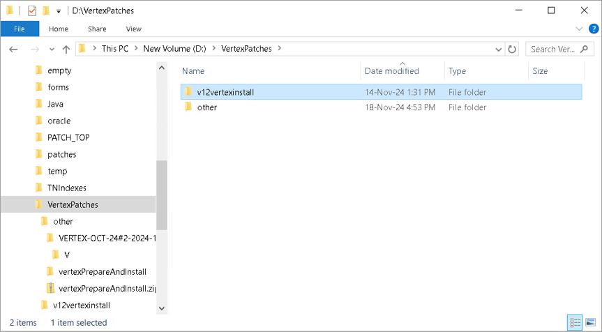 Screenshot of installing Vertex updates.