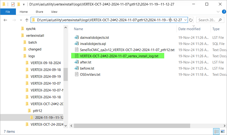 Screenshot of installing Vertex updates.