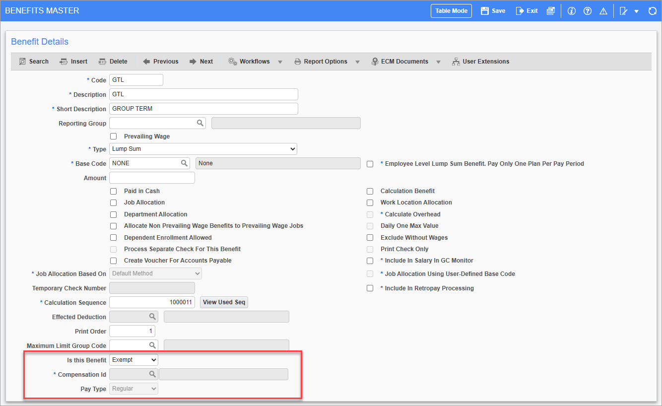 Screenshot of Benefits Master.