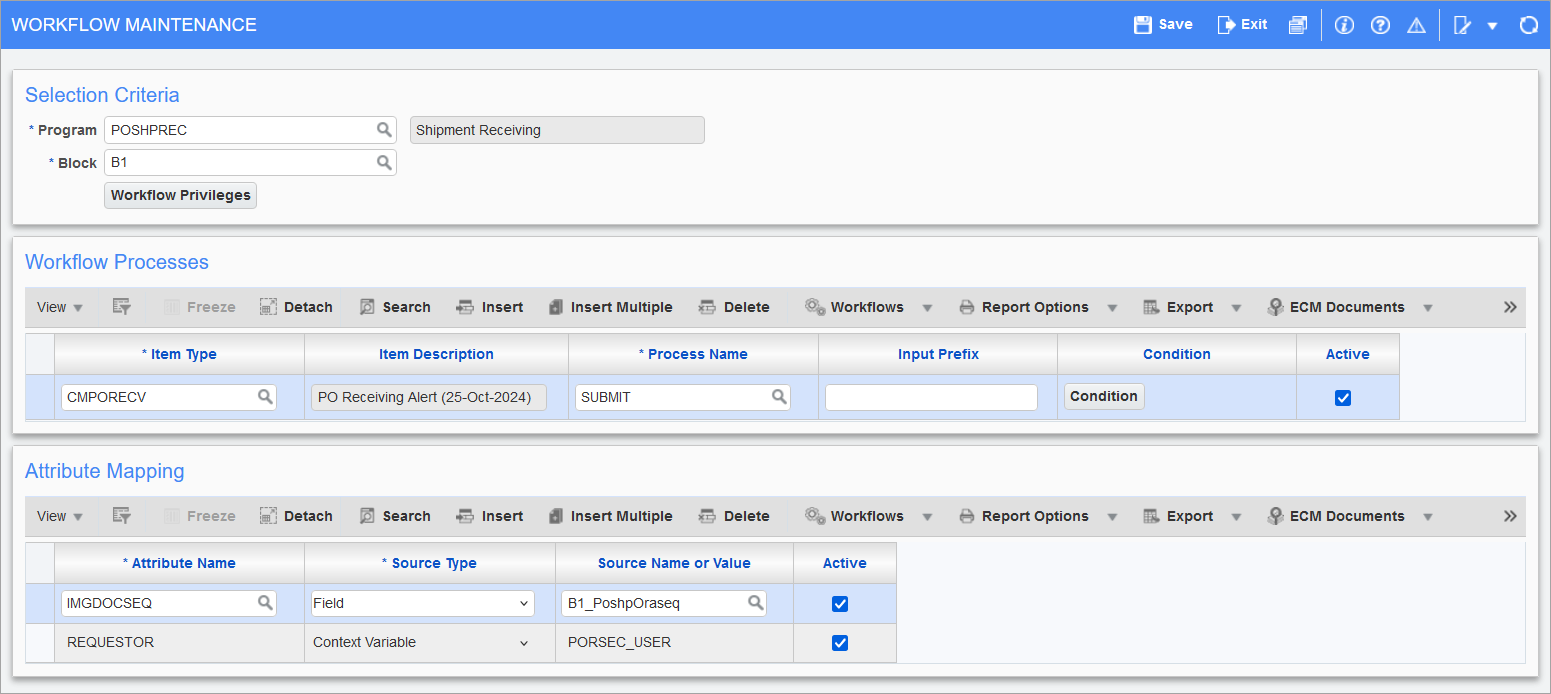 Setup of PO Shipment Receiving Alert on the Screen Based Launch Maintenance screen