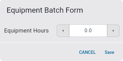 Screenshot of Equipment Batch Form.