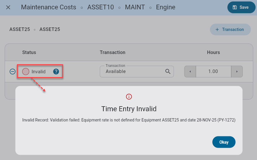 Screenshot of error message.