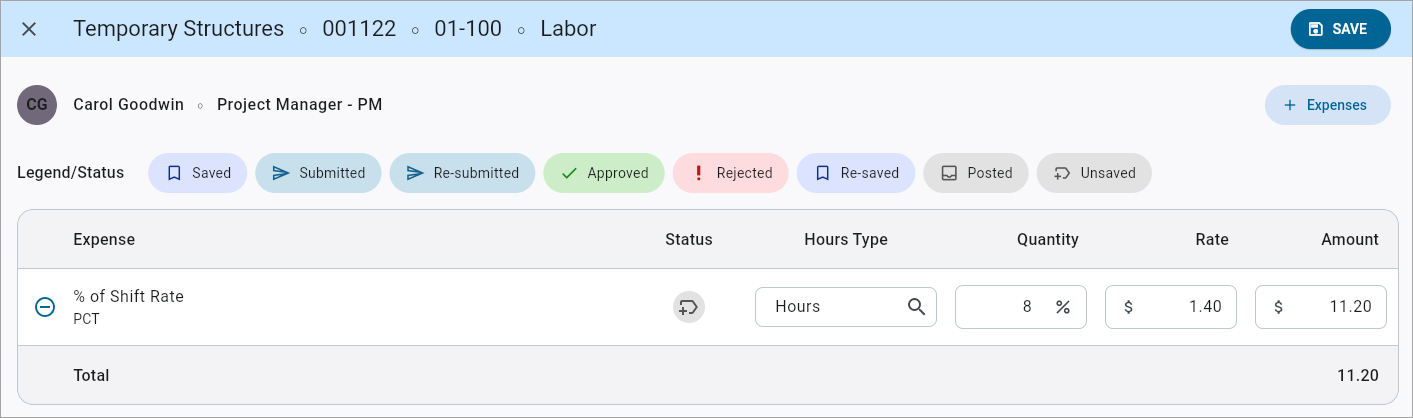 Screenshot of Expenses.