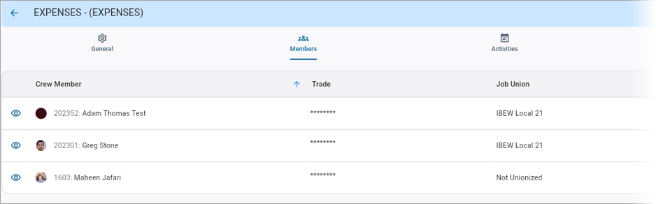 Screenshot of Crew Maintenance.