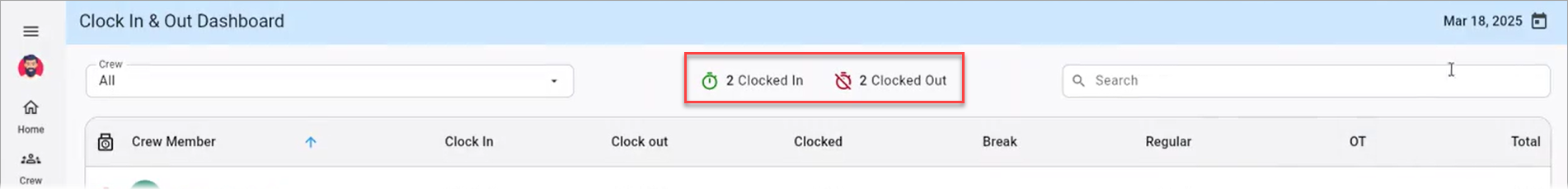 Screenshot of Real-Time Dashboard.