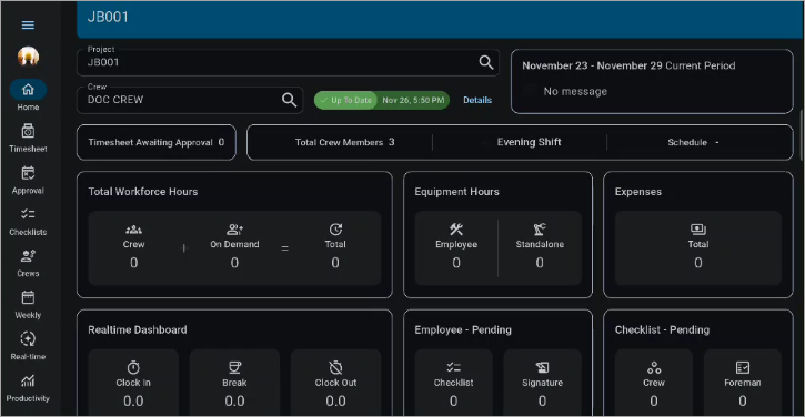 Screenshot of Home in Dark Theme.