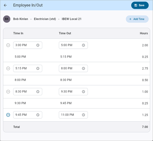 Screenshot of Employee In/Out.